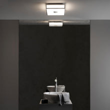 Load image into Gallery viewer, Mashiko Square Flush Mount Ceiling Light in bathroom.
