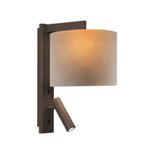 Load image into Gallery viewer, Ravello LED Reader Wall Light in Bronze/Oyster (Drum).
