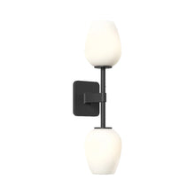 Load image into Gallery viewer, Tacoma Twin LED Wall Light in Matt Black/Tulip Glass.
