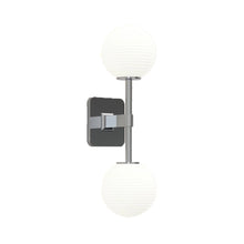 Load image into Gallery viewer, Tacoma Twin LED Wall Light in Polished Chrome/White Ribbed Glass.

