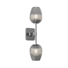 Load image into Gallery viewer, Tacoma Twin LED Wall Light in Polished Chrome/Tulip Ribbed Glass.

