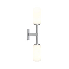 Load image into Gallery viewer, Tacoma Twin LED Wall Light in Polished Chrome/Reed Glass.
