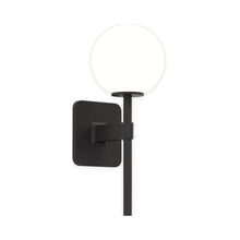 Load image into Gallery viewer, Tacoma Wall Light in Matt Black/White Glass (Small).
