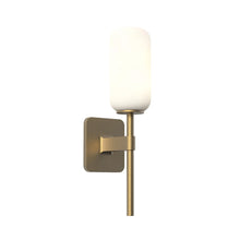 Load image into Gallery viewer, Tacoma Wall Light in Antique Brass/Reed Glass (Small).
