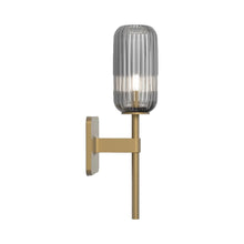 Load image into Gallery viewer, Tacoma Wall Light in Antique Brass/Reed Ribbed Glass (Small).
