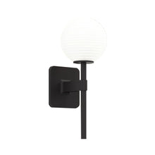 Load image into Gallery viewer, Tacoma Wall Light in Matt Black/White Ribbed Glass (Small).
