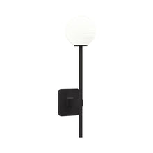 Load image into Gallery viewer, Tacoma Wall Light in Matt Black/White Ribbed Glass (Grande).
