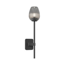 Load image into Gallery viewer, Tacoma Wall Light in Matt Black/Tulip Ribbed Glass (Grande).
