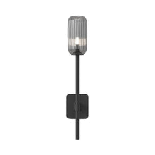 Load image into Gallery viewer, Tacoma Wall Light in Matt Black/Reed Ribbed Glass (Grande).
