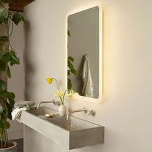 Load image into Gallery viewer, Varenna Rectangle LED Illuminated Mirror in bathroom.
