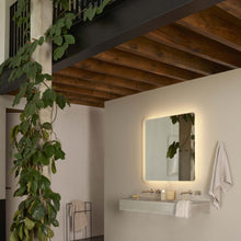 Load image into Gallery viewer, Varenna Square LED Illuminated Mirror in bathroom.
