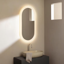Load image into Gallery viewer, Varenna Stadium LED Illuminated Mirror in bathroom.
