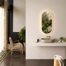 Load image into Gallery viewer, Varenna Stadium LED Illuminated Mirror in bathroom.

