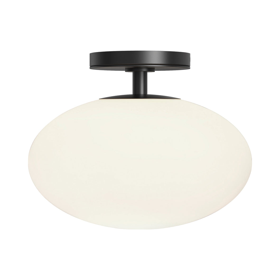 Zeppo Semi Flush Mount Ceiling Light in Matt Black.