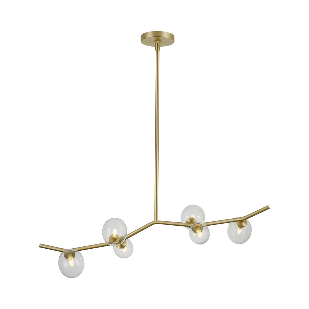Hampton Linear Chandelier in Clear Glass (6-Light).
