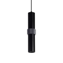 Load image into Gallery viewer, Cicada Band Pendant Light in Black with Dark Grey Knurled Ring.
