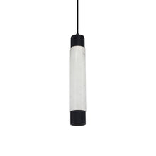 Load image into Gallery viewer, Cicada Marble Pendant Light in White Marble with Knurled Accent.

