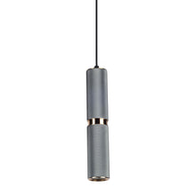 Load image into Gallery viewer, Cicada Pendant Light in Knurled Light Grey with Aged Brass Accents.
