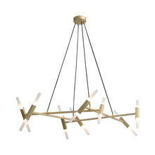 Load image into Gallery viewer, Manhattan Ave. LED Linear Pendant Light in Brushed Brass.
