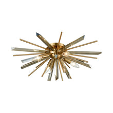 Load image into Gallery viewer, Palisades Avenue Flush Mount Ceiling Light in Antique Brass.
