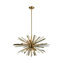 Load image into Gallery viewer, Palisades Avenue Pendant Light in Antique Brass (8-Light).
