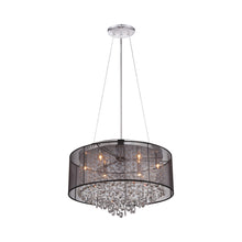 Load image into Gallery viewer, Riverside Dr. Drum Pendant Light in Black Organza Silk (6-Light).
