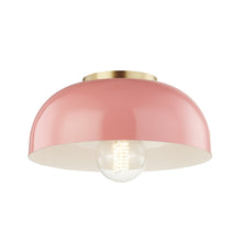 Load image into Gallery viewer, Avery 1-Light Semi-Flush Mount Ceiling Light in Aged Brass / Pink/Small.
