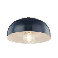 Load image into Gallery viewer, Avery 1-Light Semi-Flush Mount Ceiling Light in Polished Nickel / Navy/Small.
