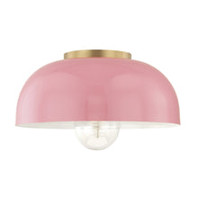Load image into Gallery viewer, Avery 1-Light Semi-Flush Mount Ceiling Light in Aged Brass / Pink/Large.
