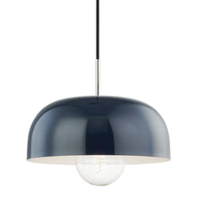 Load image into Gallery viewer, Avery Pendant Light in Polished Nickel / Navy/Large.
