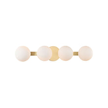 Load image into Gallery viewer, Baird LED Bathroom Vanity Light in 4-Light/Aged Brass.
