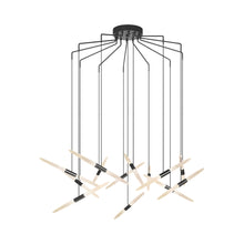 Load image into Gallery viewer, Ballet™ Spreader LED Multi Light Pendant Light in Satin Black/Spreader (13-Light).
