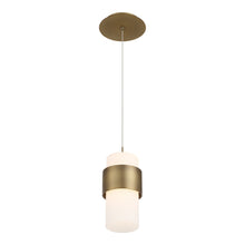 Load image into Gallery viewer, Banded LED Mini Pendant Light in Aged Brass.
