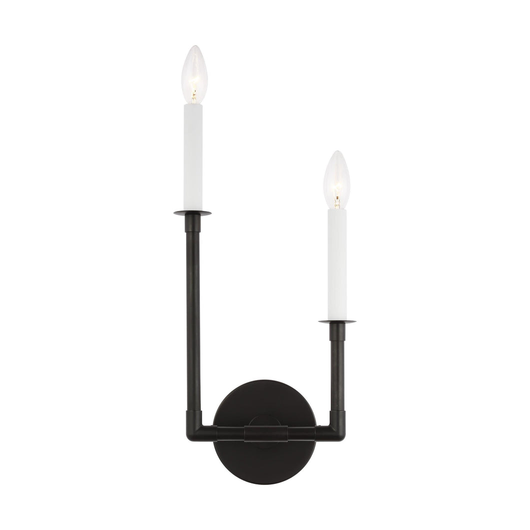 Bayview Double Bath Wall Light in Left/Aged Iron.