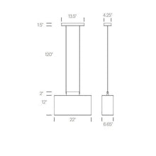 Load image into Gallery viewer, Belmont LED Pendant Light - line drawing.
