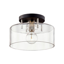 Load image into Gallery viewer, Bergamot Station Outdoor Semi-Flush Ceiling Light in Carbide Black / Polished Nickel (Medium).
