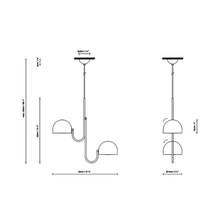 Load image into Gallery viewer, Bowee S2 LED Pendant Light - line drawing.
