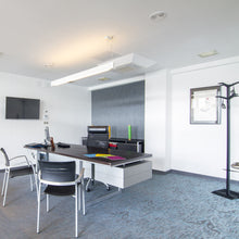 Load image into Gallery viewer, Marc S LED Linear Pendant Light in office.
