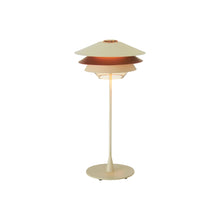 Load image into Gallery viewer, Overlay T Table Lamp in Beige/Copper/Beige (Small).
