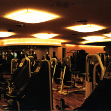Load image into Gallery viewer, Veroca LED DIM Semi Flush Mount Ceiling Light in gym.
