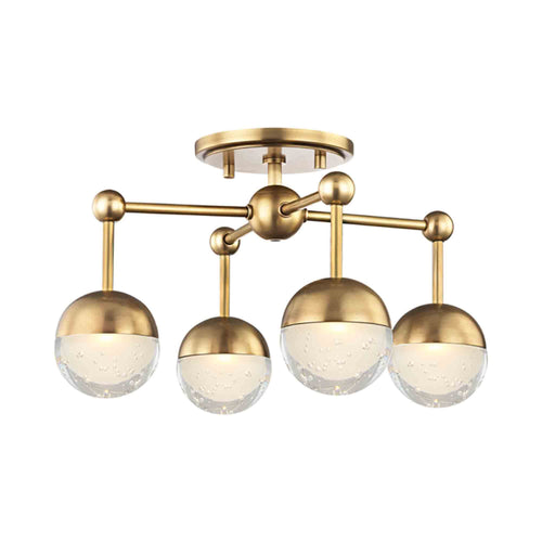 Boca LED Flush Mount Ceiling Light in Aged Brass.