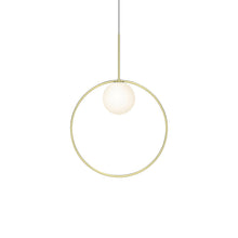 Load image into Gallery viewer, Bola Halo LED Pendant Light in Brass/Medium.

