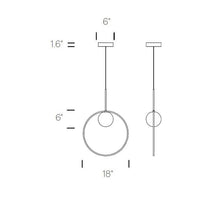 Load image into Gallery viewer, Bola Halo LED Pendant Light - line drawing.
