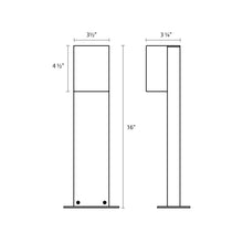 Load image into Gallery viewer, Box LED Bollard Light - line drawing.
