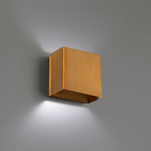 Load image into Gallery viewer, Boxi LED Wall Light in Aged Brass.
