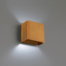 Load image into Gallery viewer, Boxi LED Wall Light in Aged Brass.
