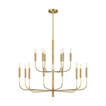 Load image into Gallery viewer, Brianna Two-Tier Chandelier in Burnished Brass.
