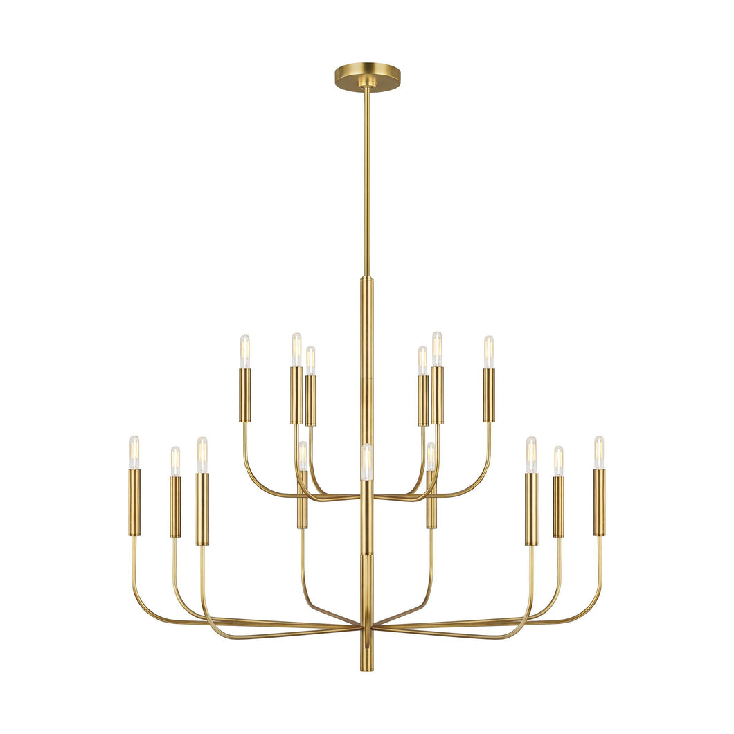Brianna Two-Tier Chandelier in Burnished Brass.