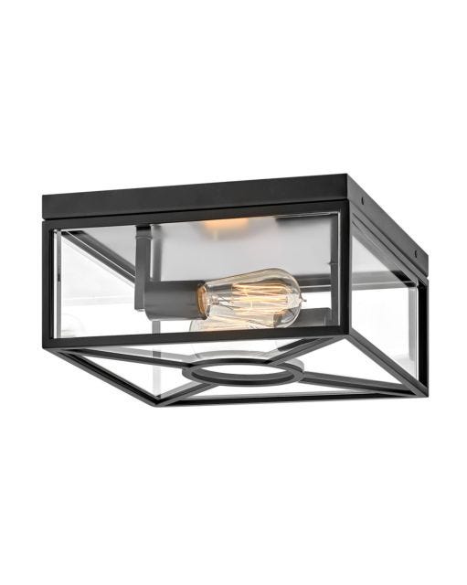 Brixton Outdoor Flush Mount Ceiling Light in Black.