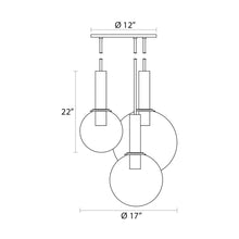 Load image into Gallery viewer, Bubbles Multi Light Pendant Light - line drawing.
